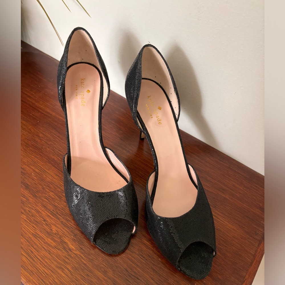 KATE SPADE Black Glitter d'Orsay Pumps size 11 EUC - Picture 2 of 8